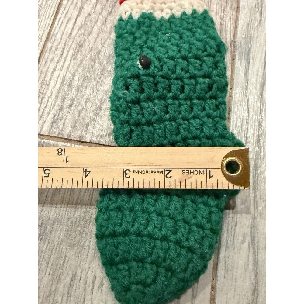 Vintage Pixie Santa Elf Knee Hugger Crochet Stocking Christmas Kitschy Rubber